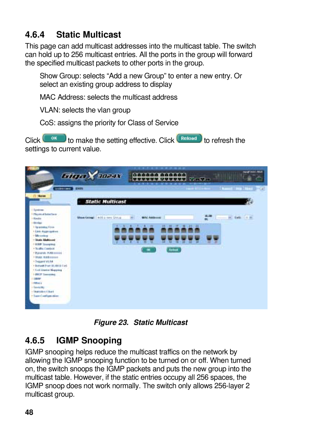 Asus GigaX manual Static Multicast, Igmp Snooping 