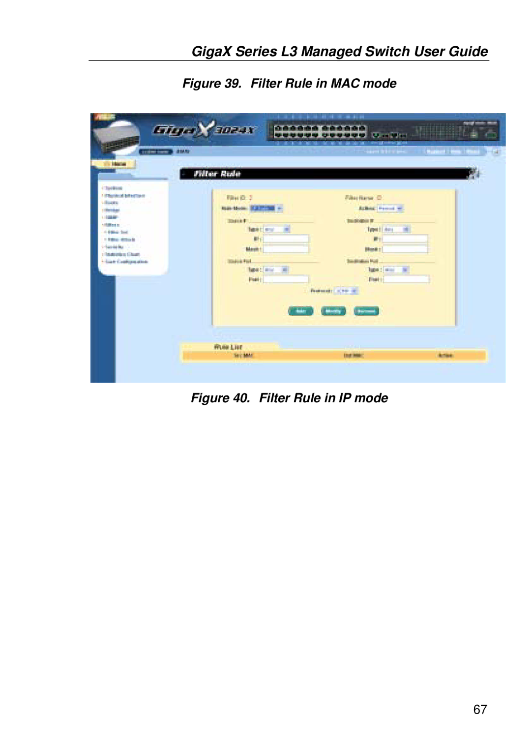 Asus GigaX manual Filter Rule in MAC mode 