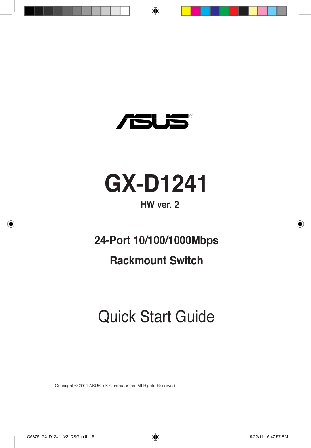 Asus GX-D1241 quick start 