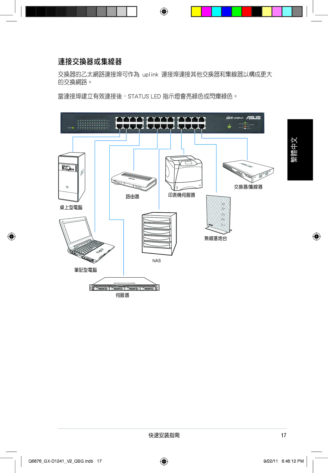 Asus GX-D1241 quick start 連接交換器或集線器 