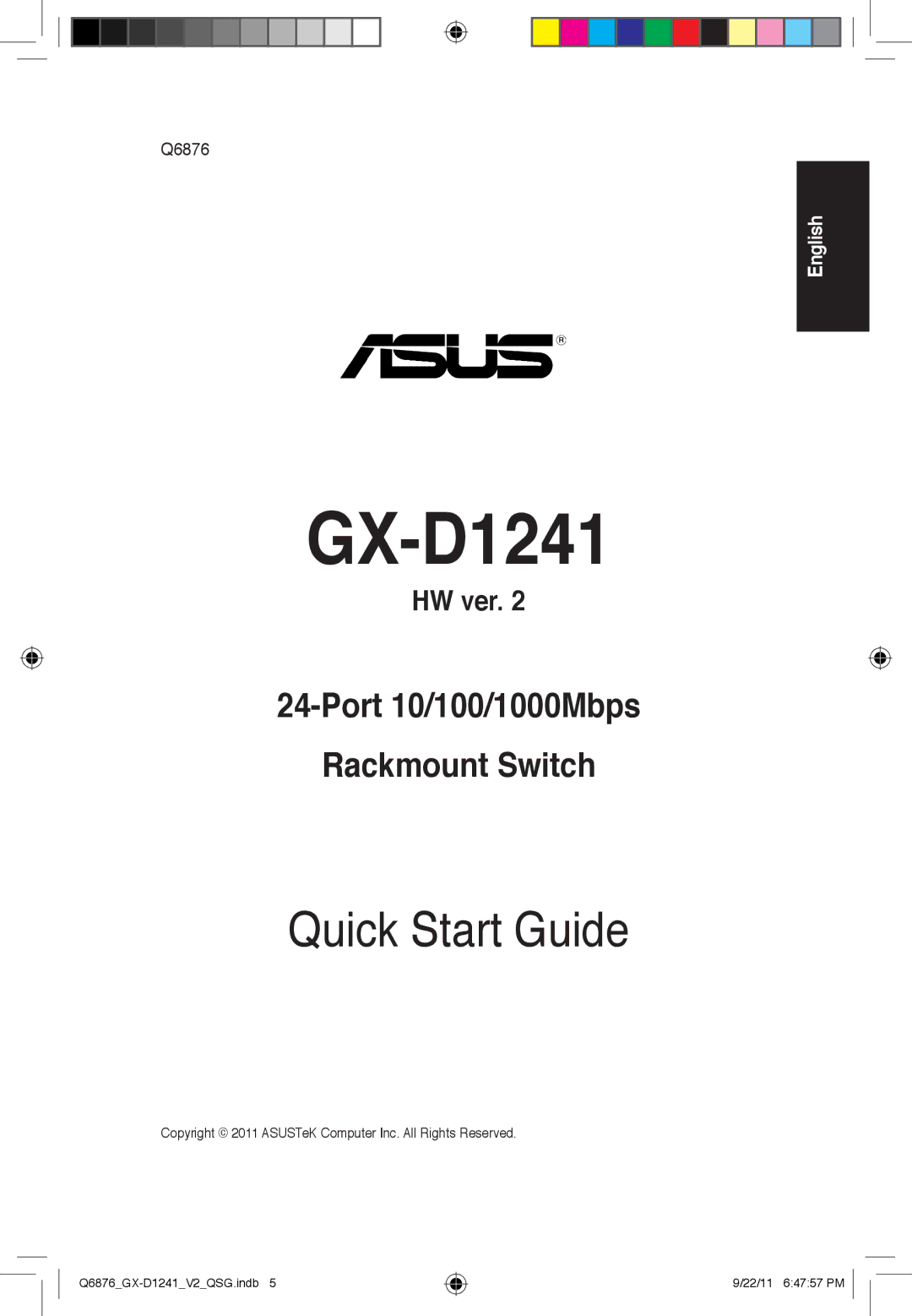 Asus GX-D1241 quick start Q6876 