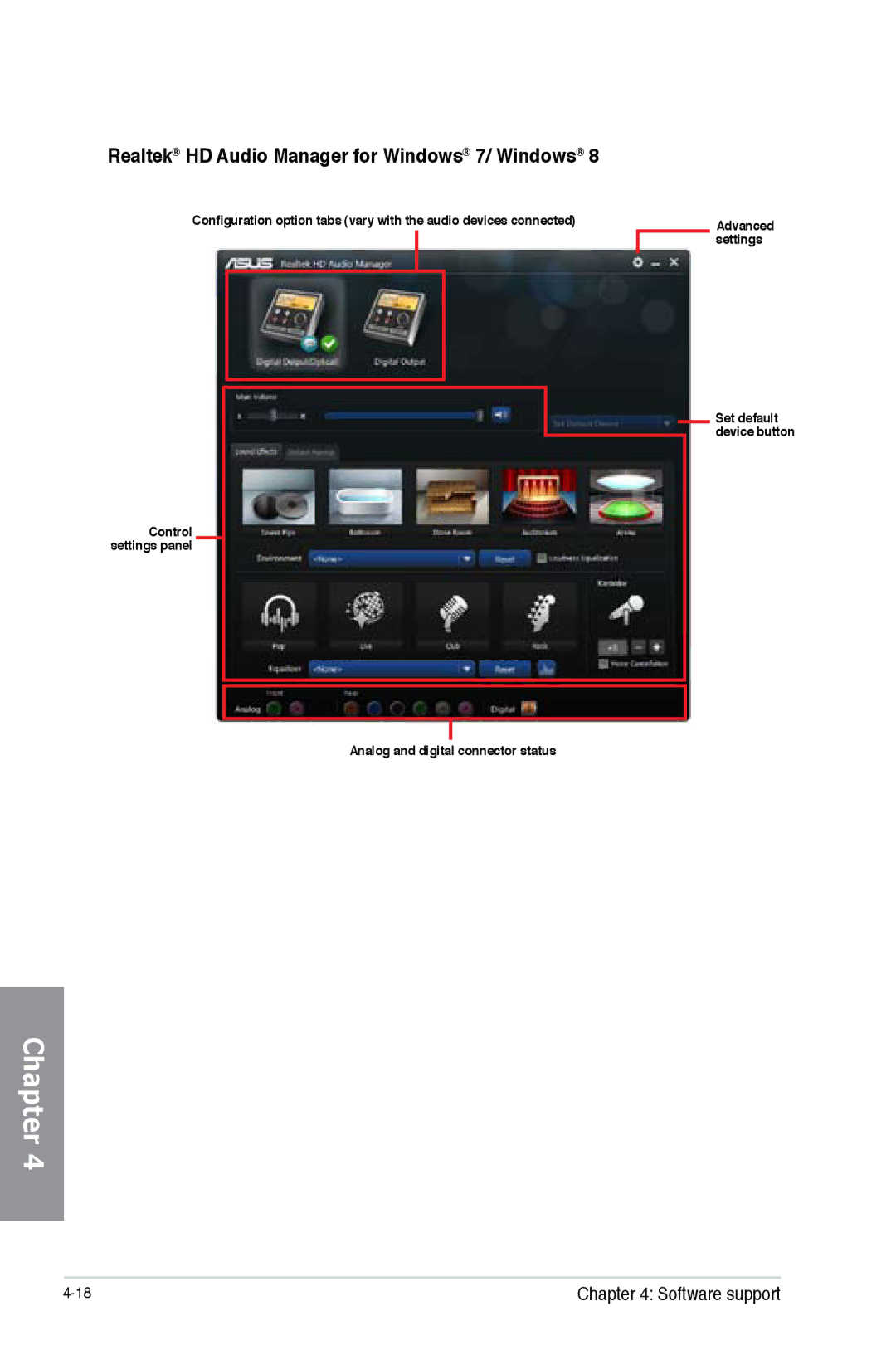 Asus H87M-PRO manual Realtek HD Audio Manager for Windows 7/ Windows 