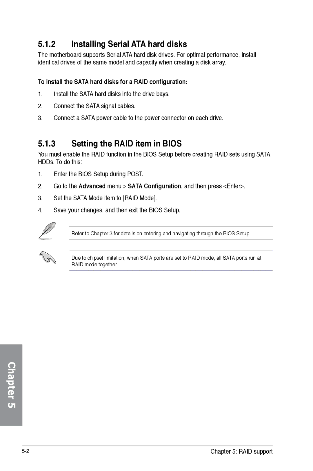 Asus H87M-PRO manual Installing Serial ATA hard disks, Setting the RAID item in Bios 