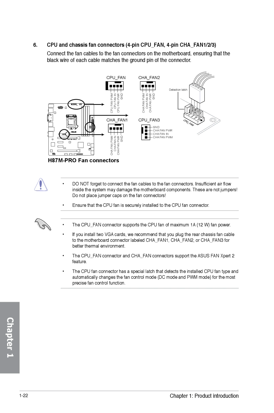 Asus manual H87M-PRO Fan connectors 