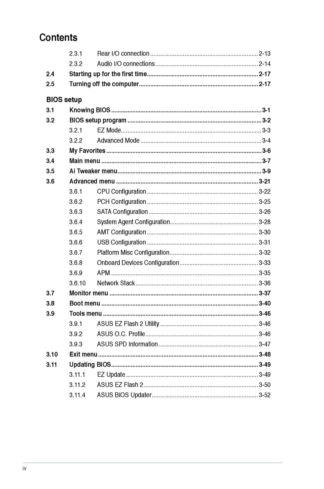 Asus H87M-PRO manual Bios setup, 11.1, 11.2, 11.4 