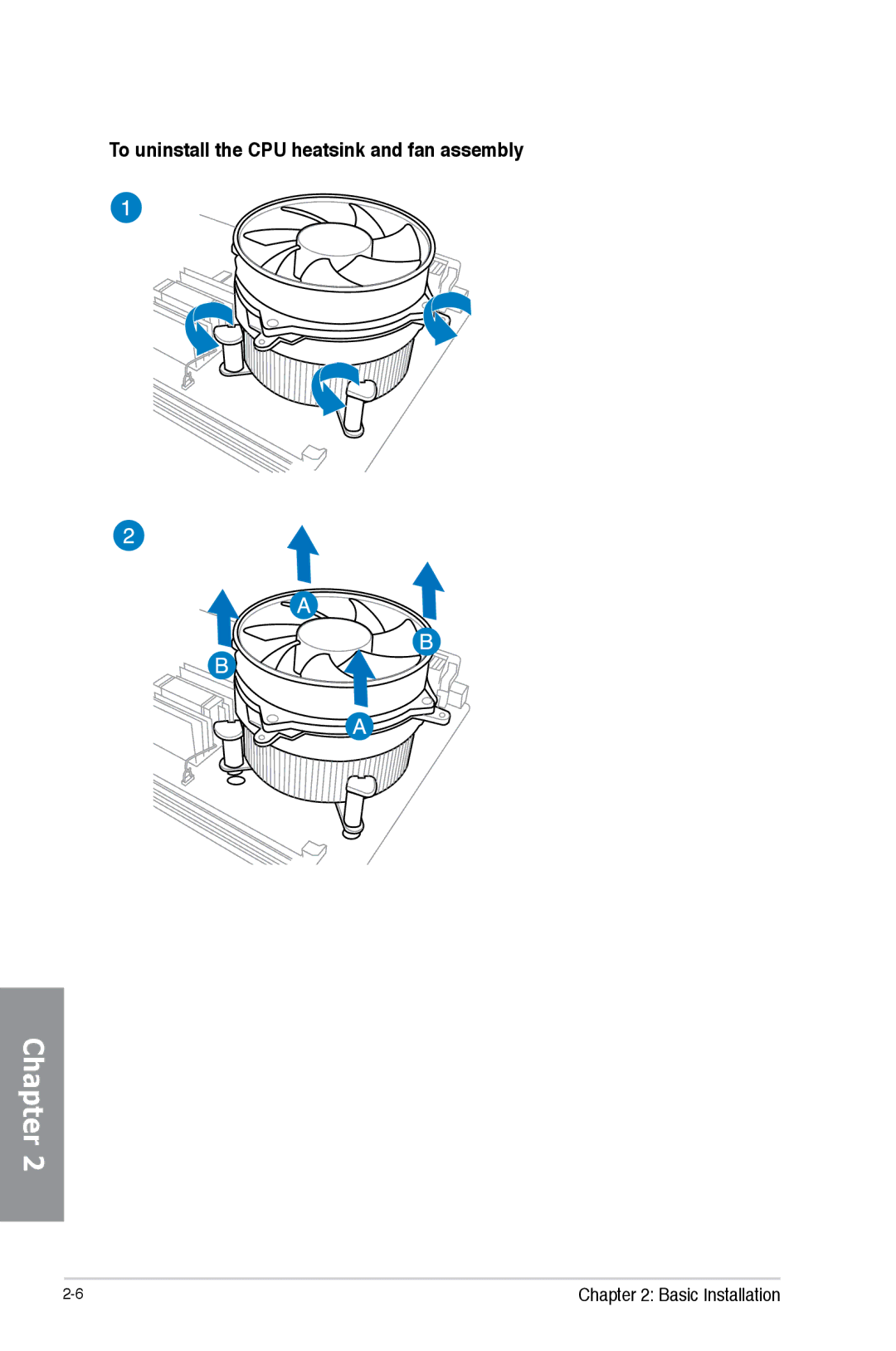 Asus H87M-PRO manual To uninstall the CPU heatsink and fan assembly 