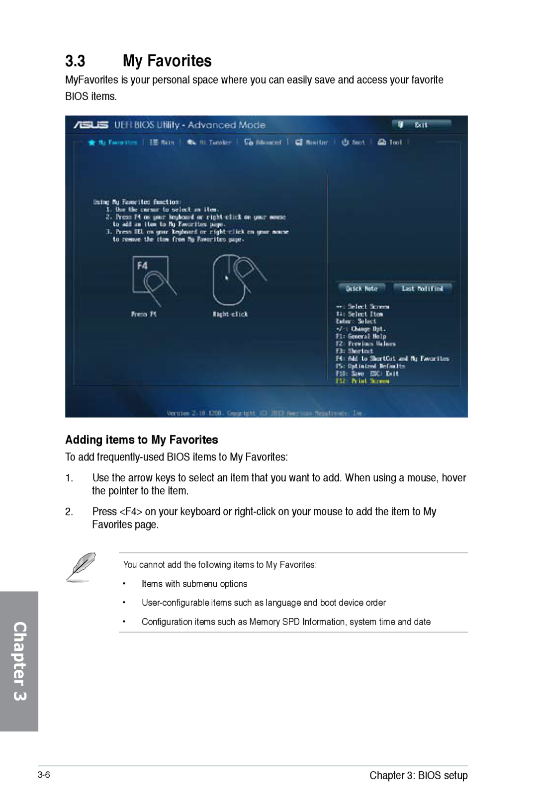 Asus H87M-PRO manual Adding items to My Favorites 