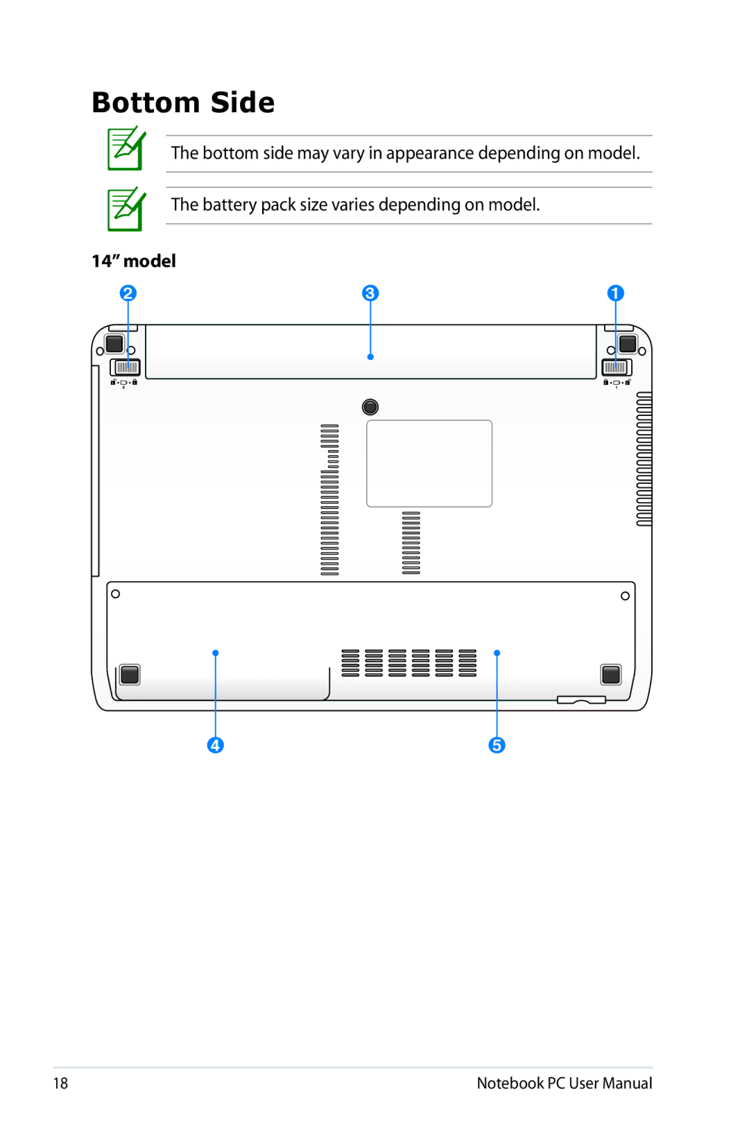 Asus K53E-BBR19 user manual Bottom Side 