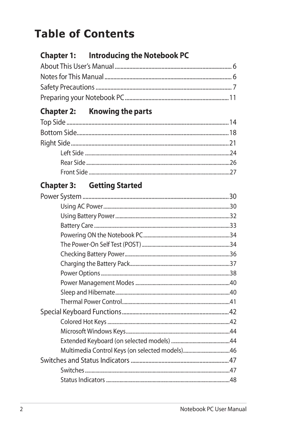 Asus K53E-BBR19 user manual Table of Contents 