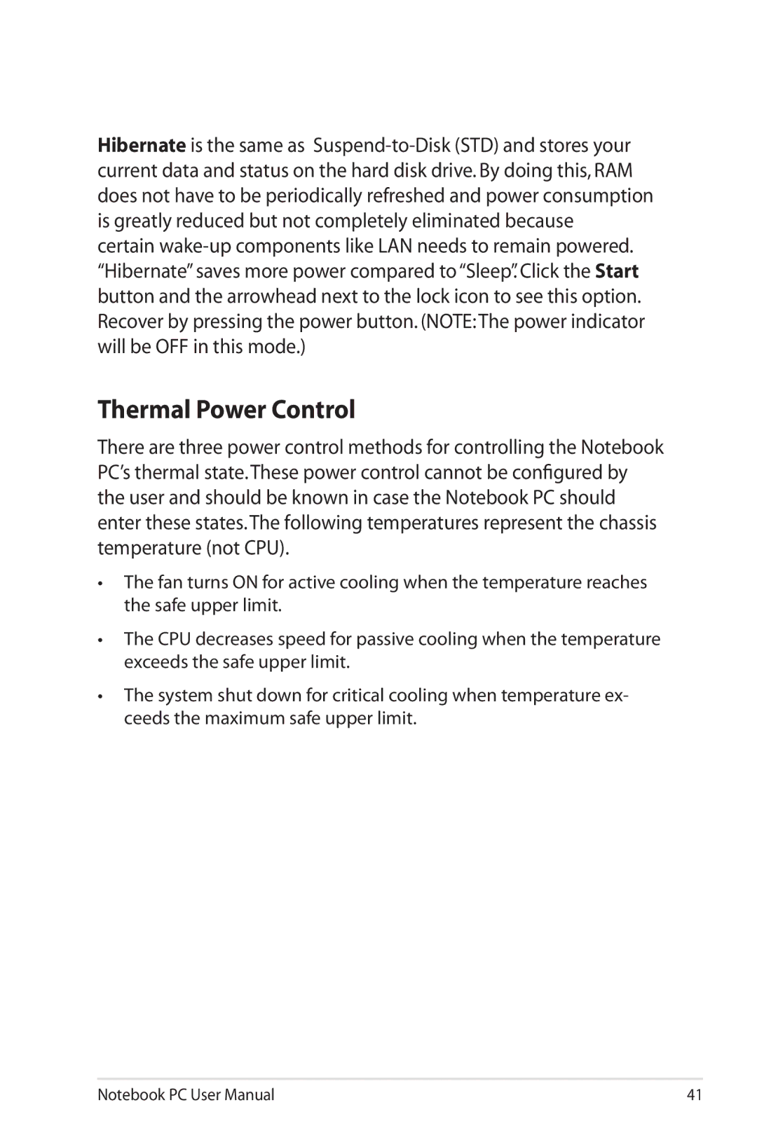 Asus K53E-BBR19 user manual Thermal Power Control 