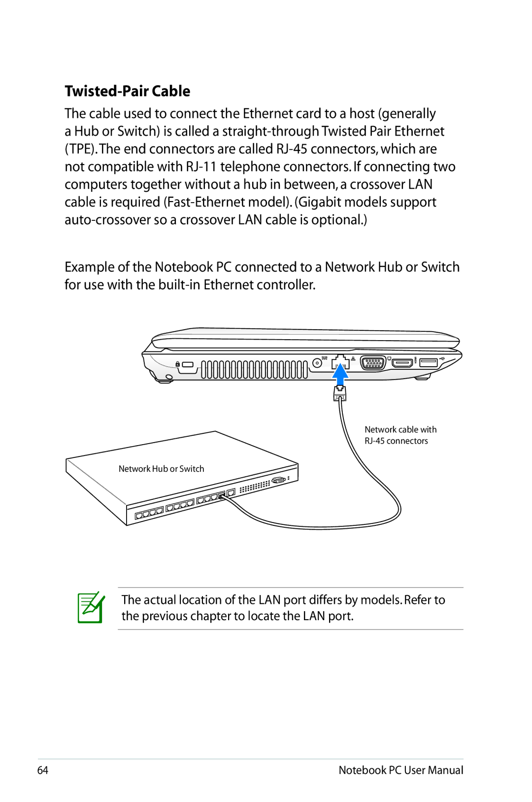 Asus K53E-BBR19 user manual Twisted-Pair Cable 