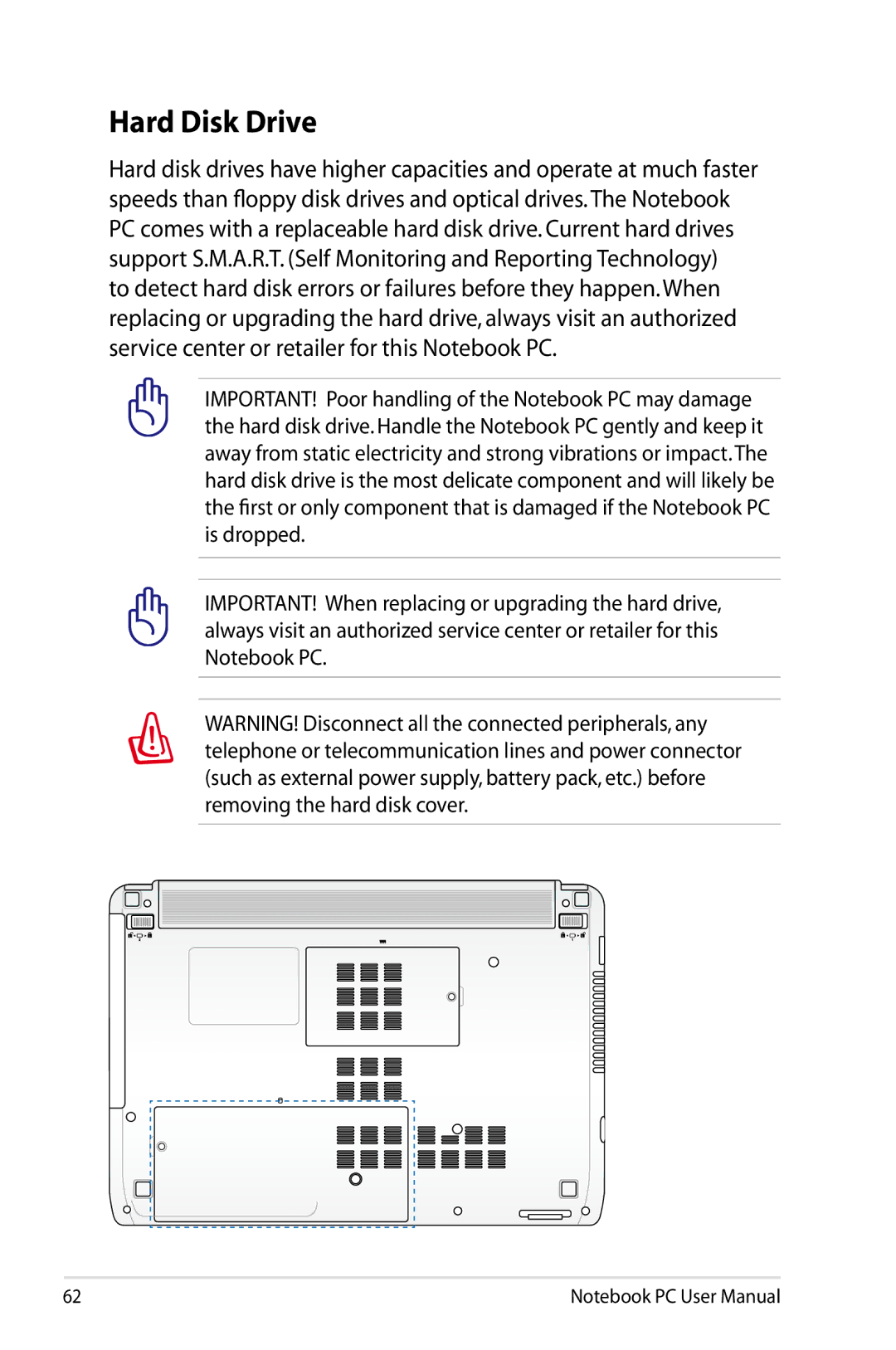 Asus K53EXR4 user manual Hard Disk Drive 