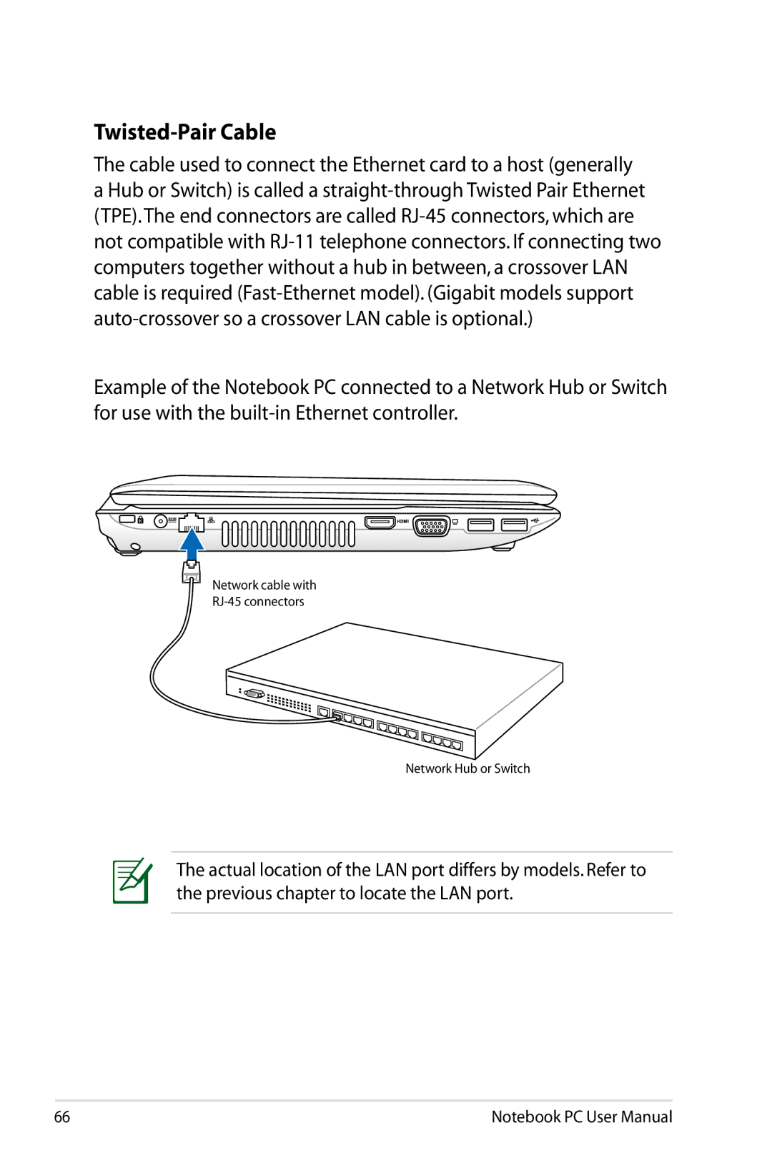 Asus K53EXR4 user manual Twisted-Pair Cable 