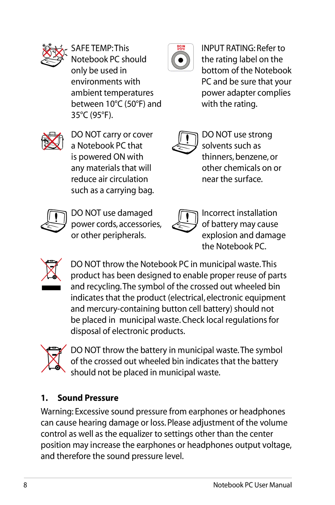 Asus K53EXR4 user manual Sound Pressure 