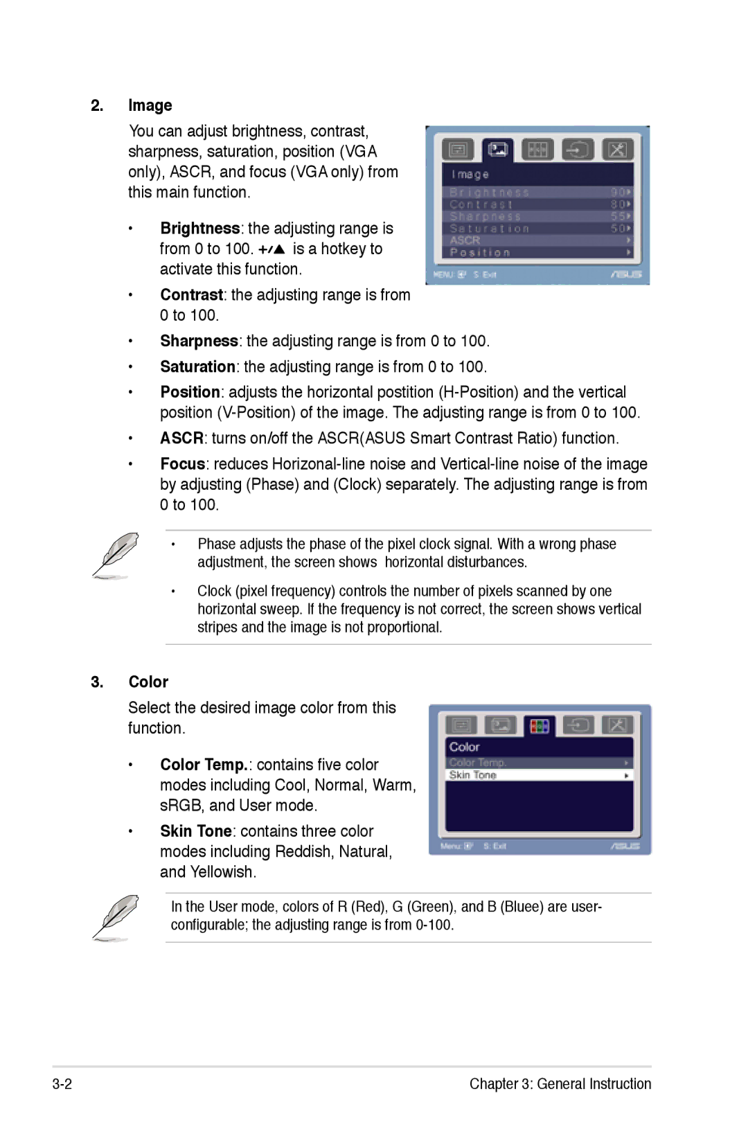 Asus LS221H manual Image, Color 