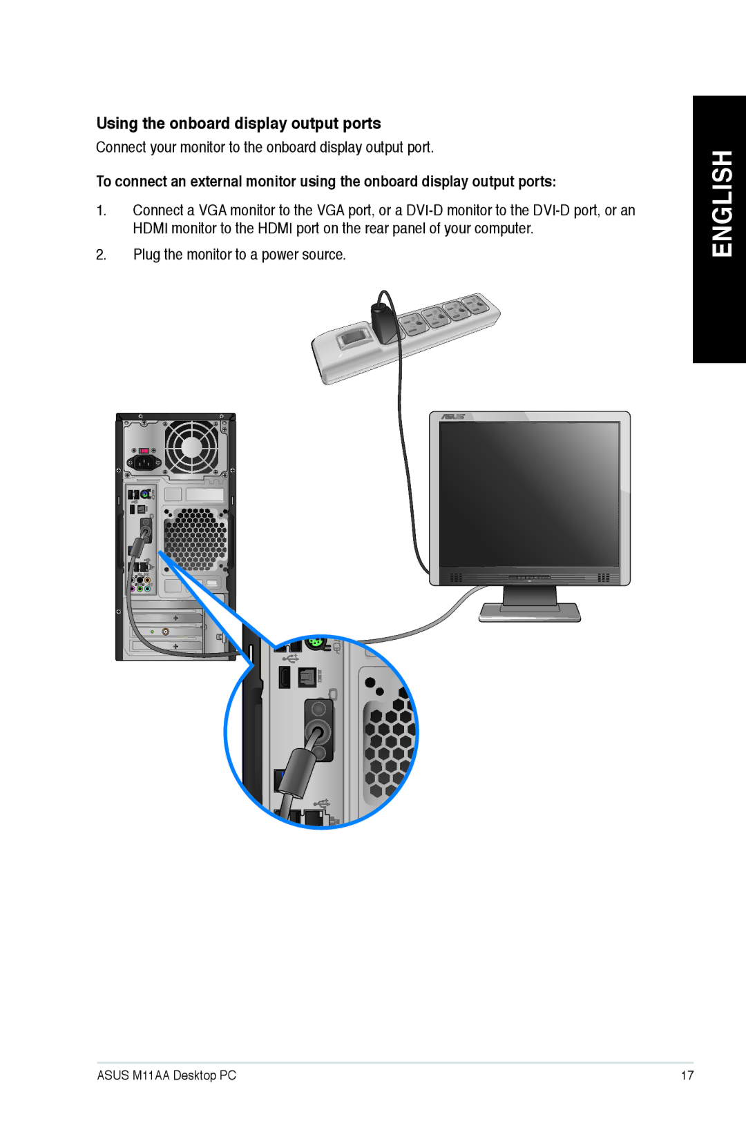 Asus M11AAUS002Q user manual Using the onboard display output ports 