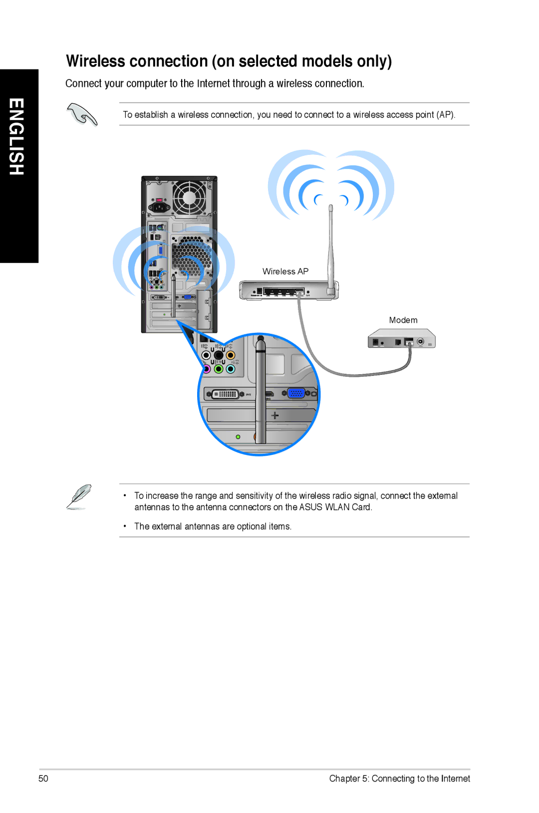 Asus M11AAUS002Q user manual Wireless connection on selected models only 