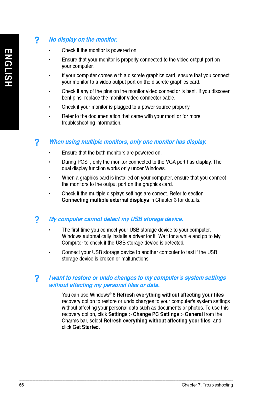 Asus M11AAUS002Q user manual ? When using multiple monitors, only one monitor has display 