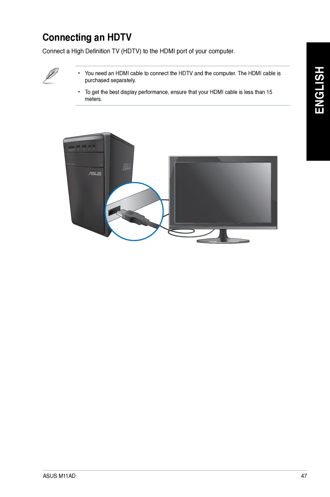 Asus M11AD user manual Connecting an Hdtv 