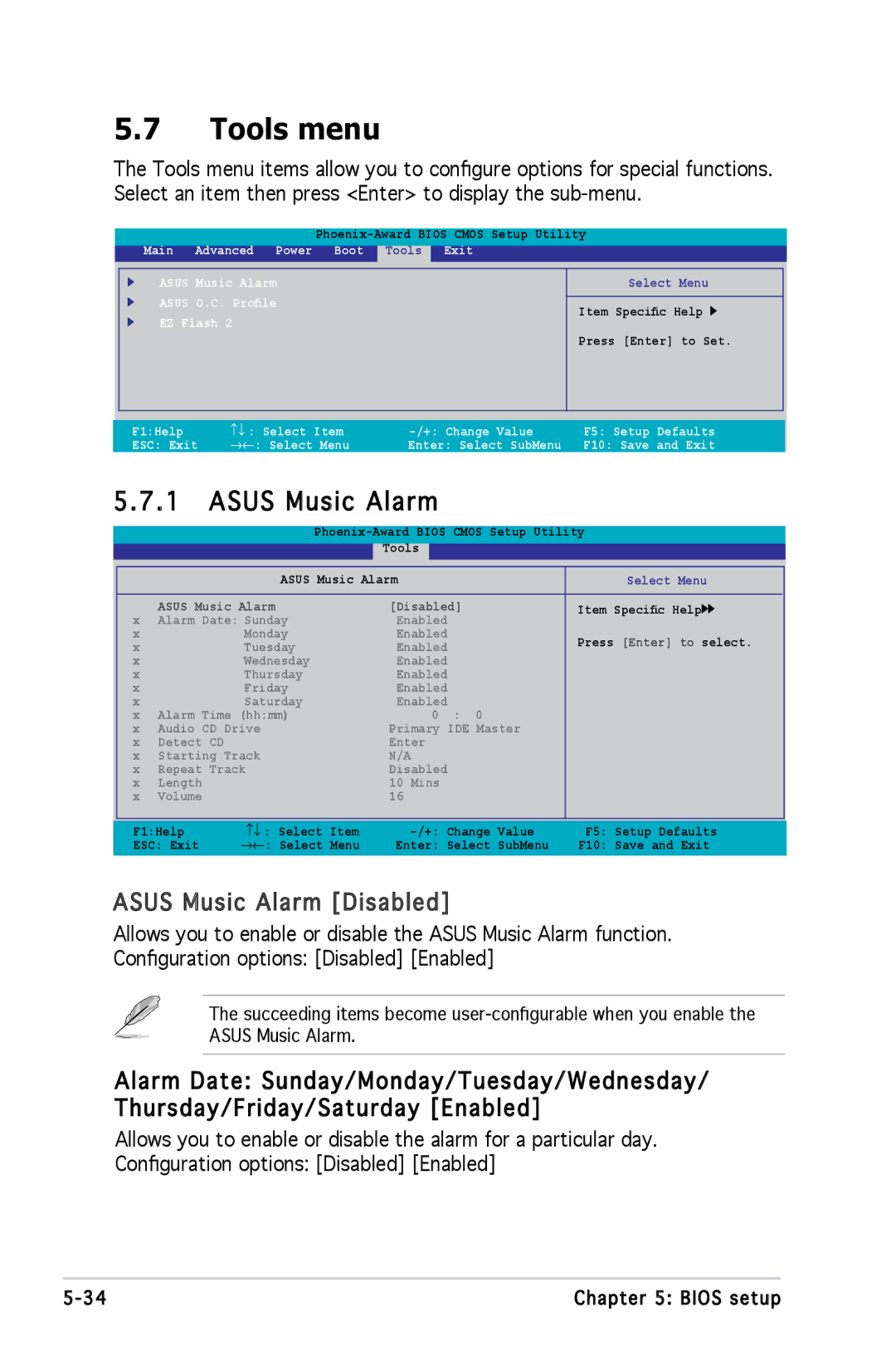 Asus M2A690G installation manual Tools menu, Asus Music Alarm 