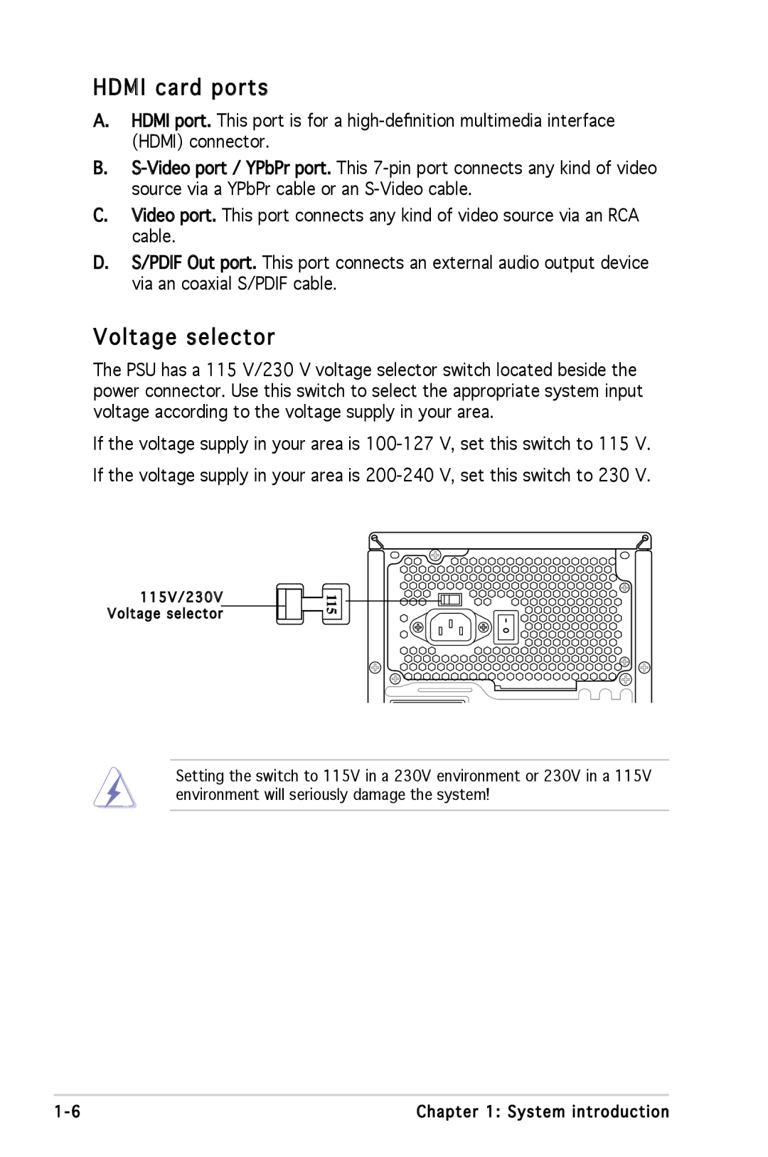 Asus M2A690G installation manual Hdmi card ports, Voltage selector 