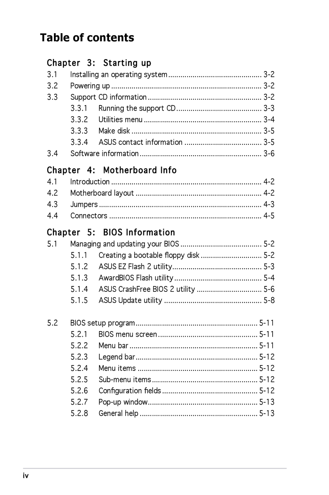 Asus M2A690G installation manual Chapter Starting up, Motherboard Info, Chapter Bios Information 