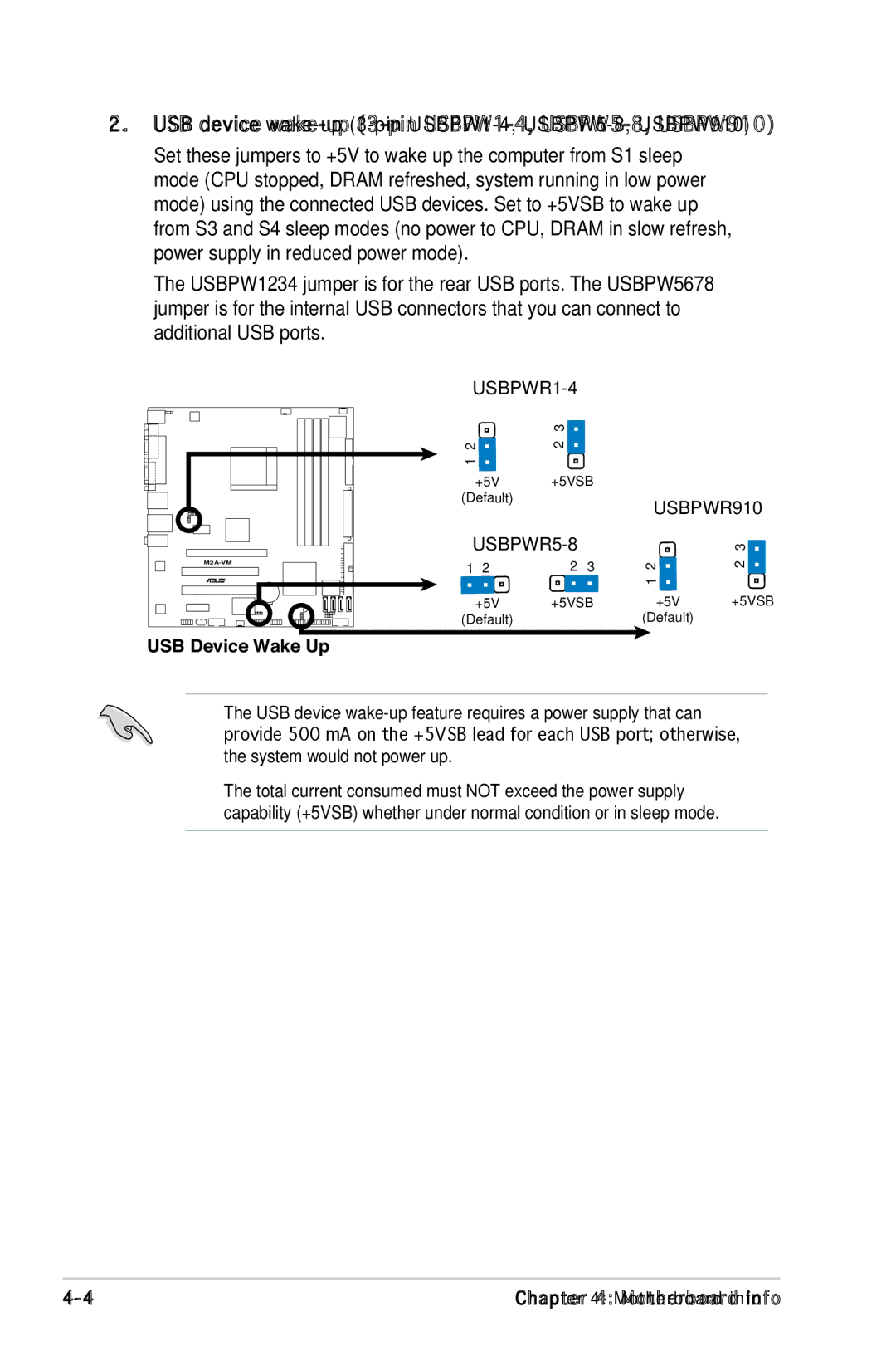 Asus M2A690G installation manual USB Device Wake Up 