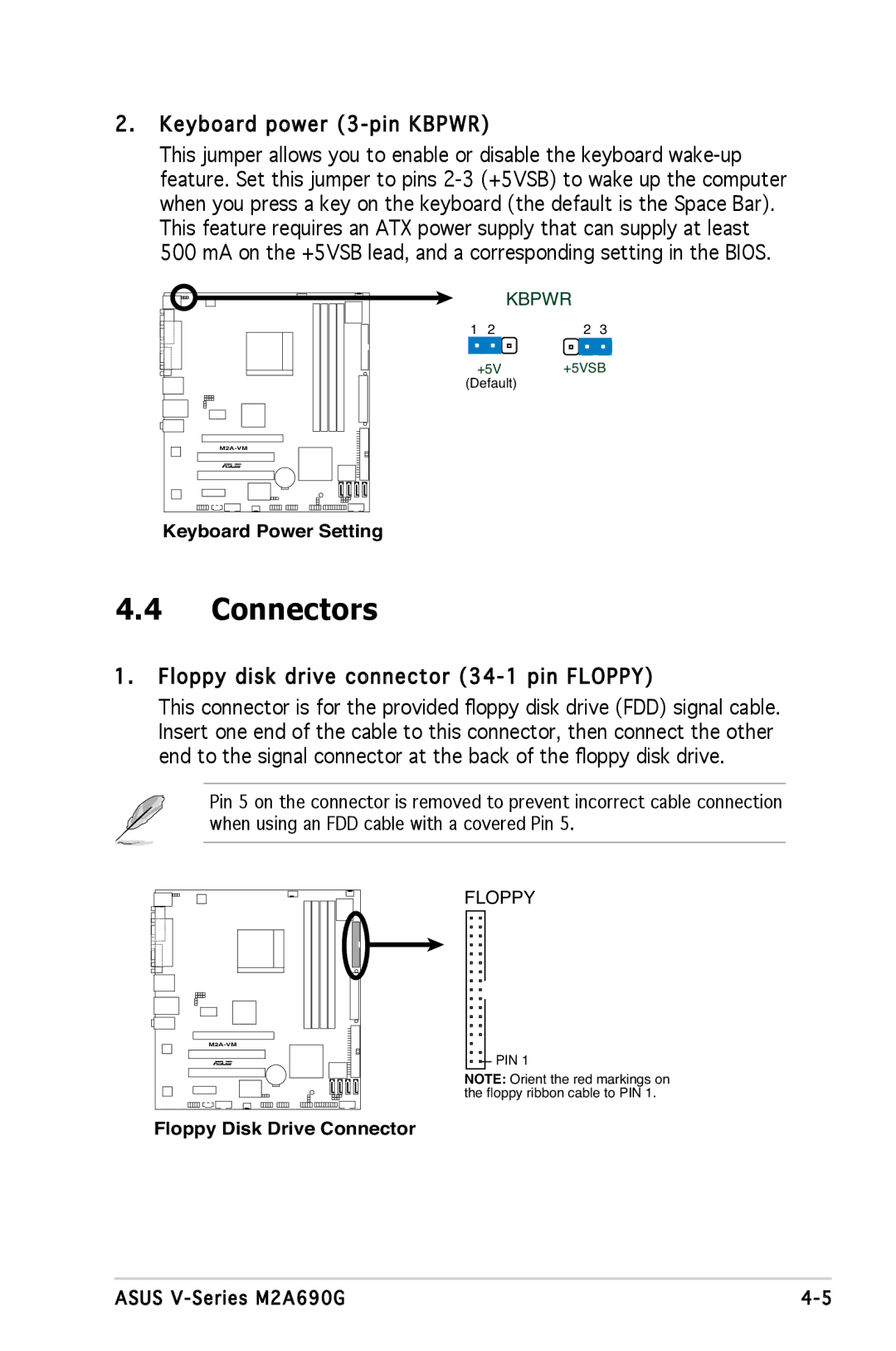 Asus M2A690G installation manual Connectors 