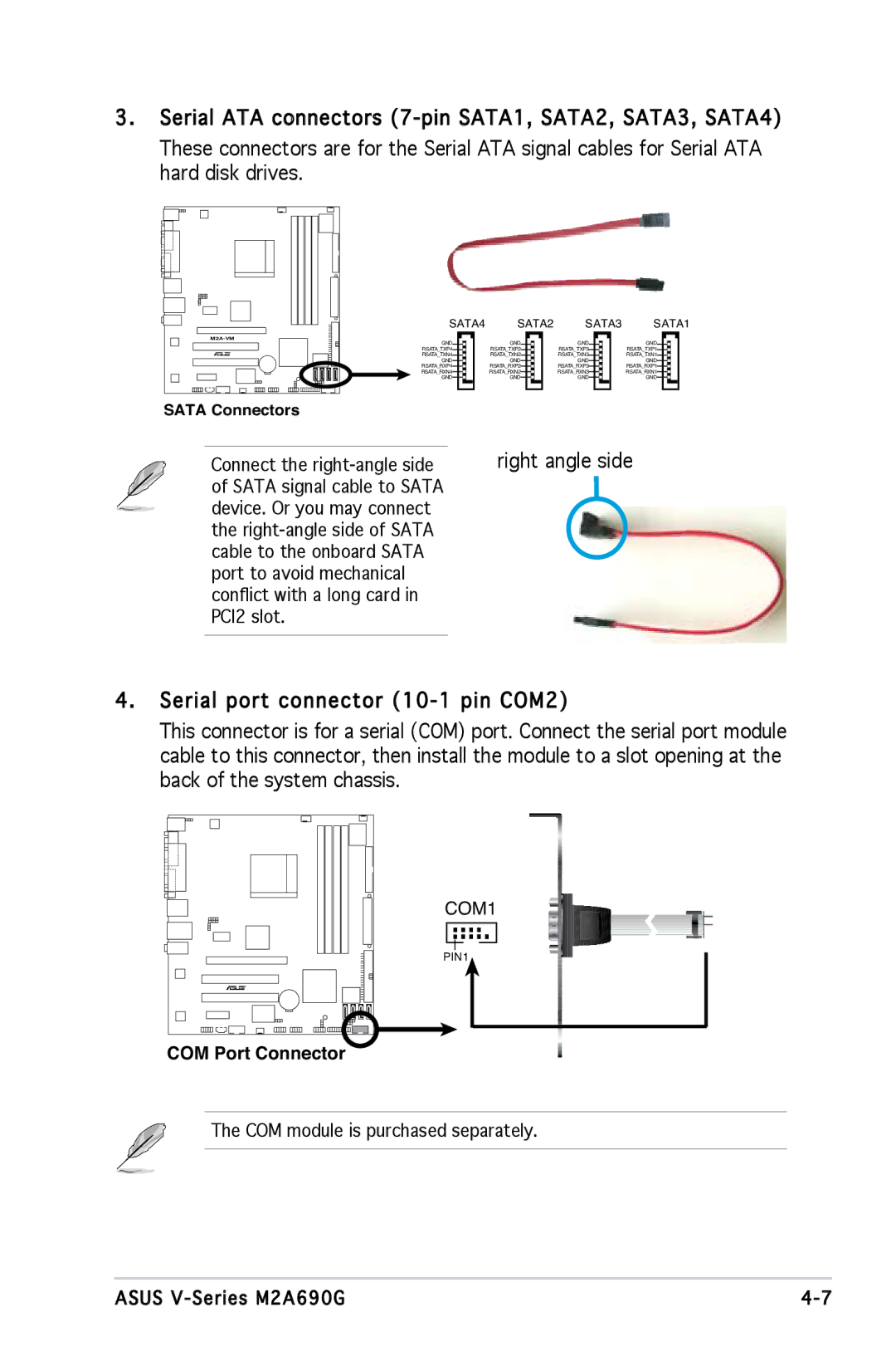 Asus M2A690G installation manual COM Port Connector 