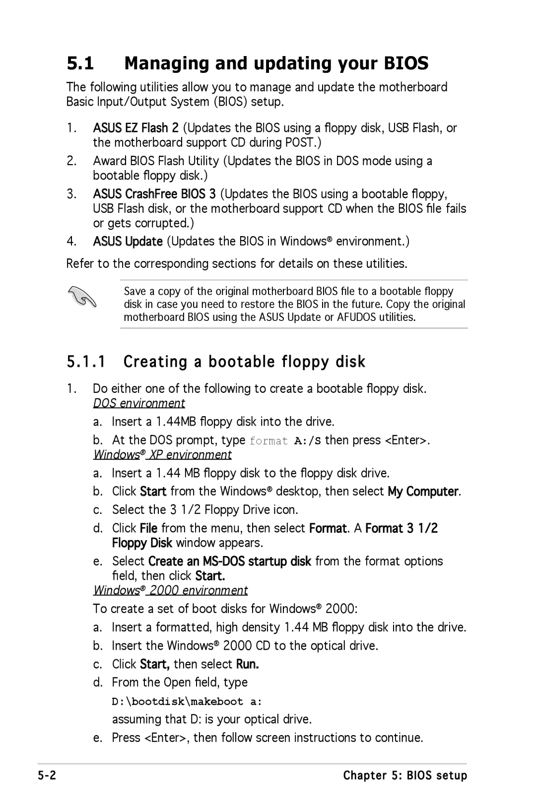 Asus M2A690G installation manual Managing and updating your Bios, Creating a bootable floppy disk 