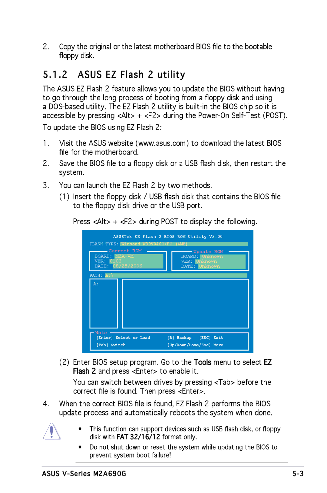 Asus M2A690G installation manual Asus EZ Flash 2 utility, Path A 