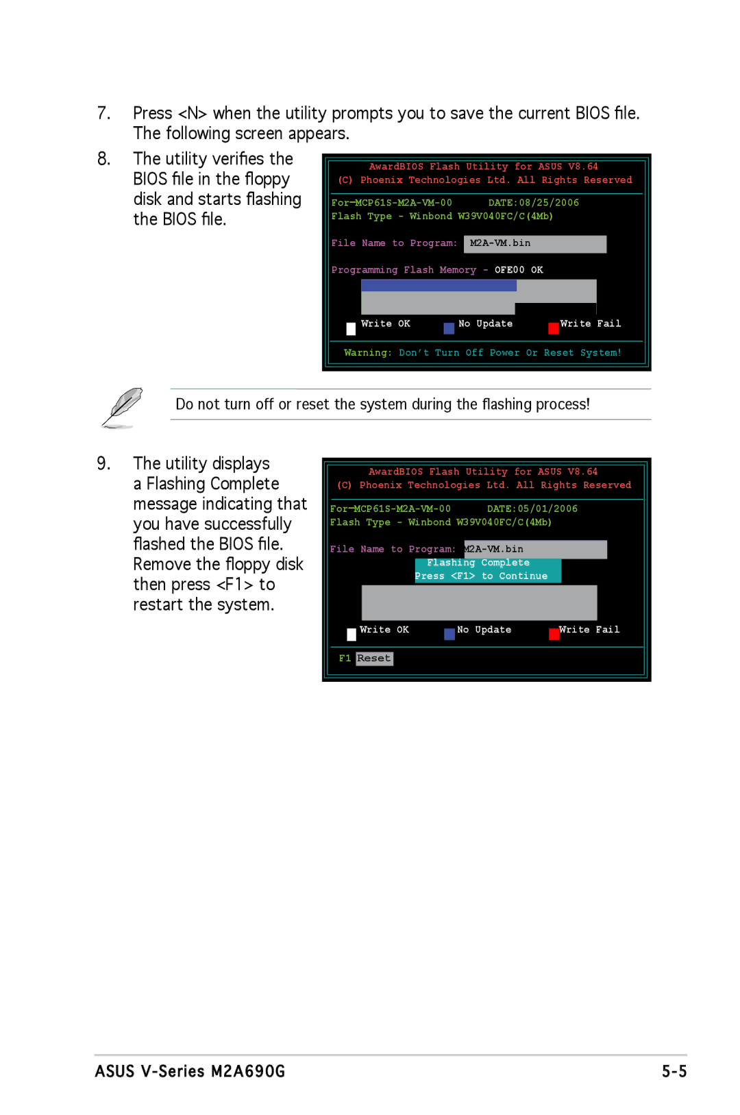 Asus M2A690G installation manual No Update Write Fail 