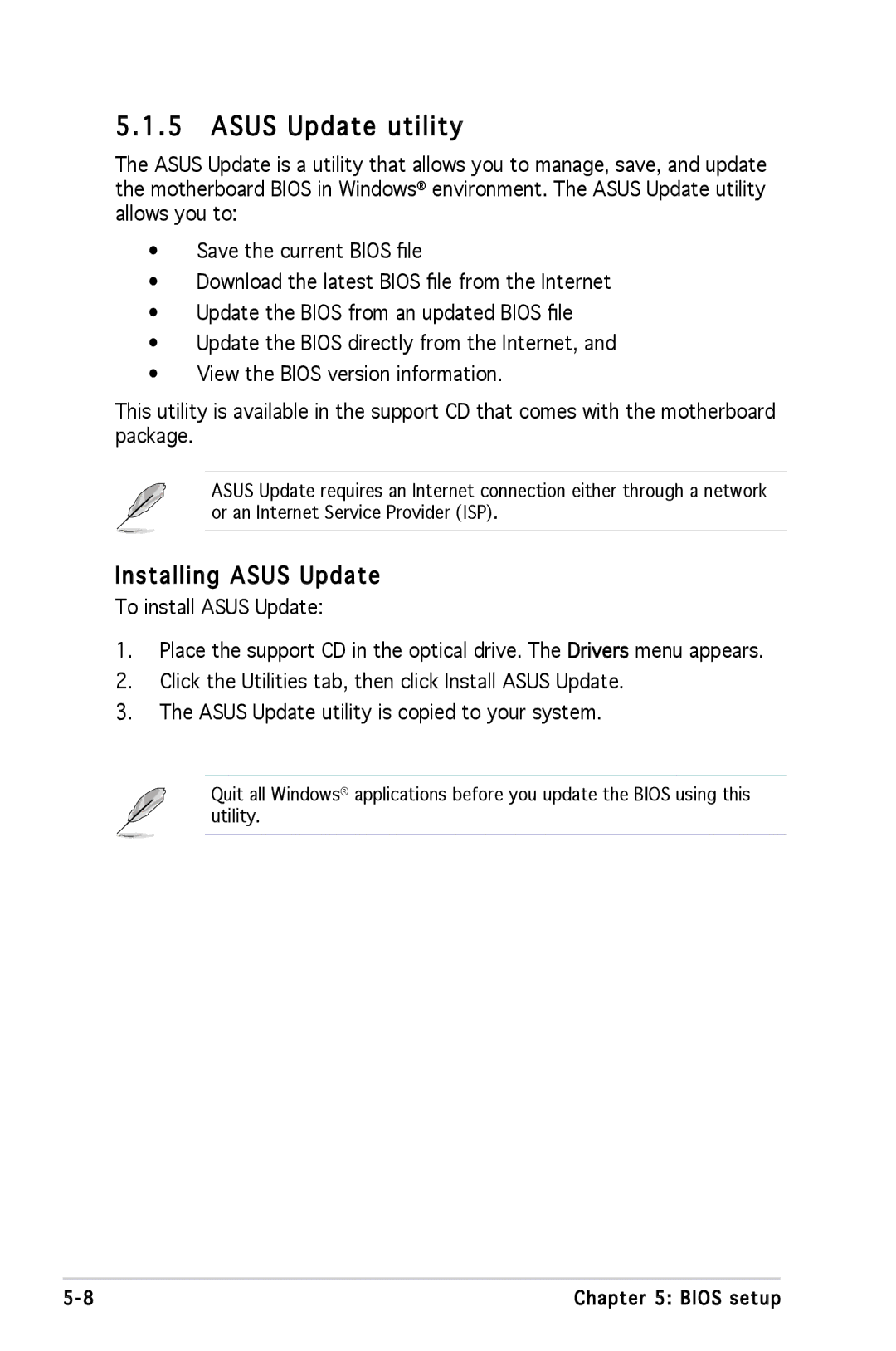 Asus M2A690G installation manual Asus Update utility, Installing Asus Update 