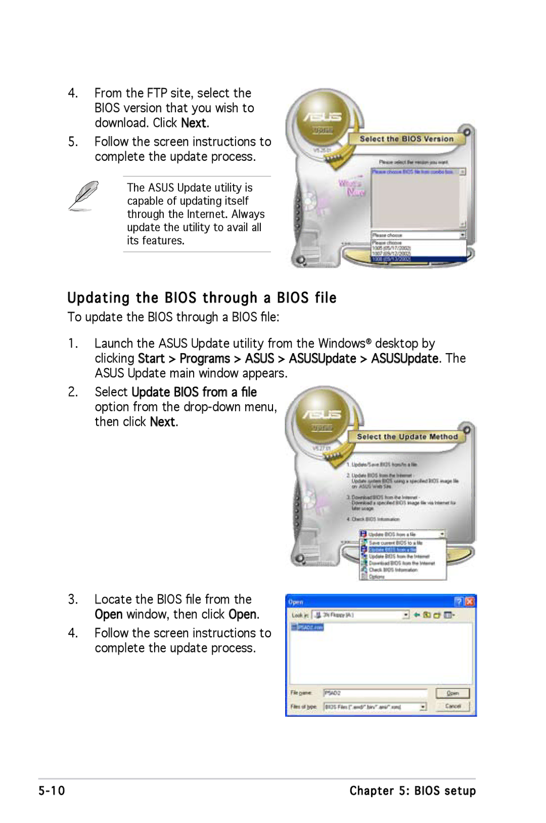 Asus M2A690G installation manual Updating the Bios through a Bios file 