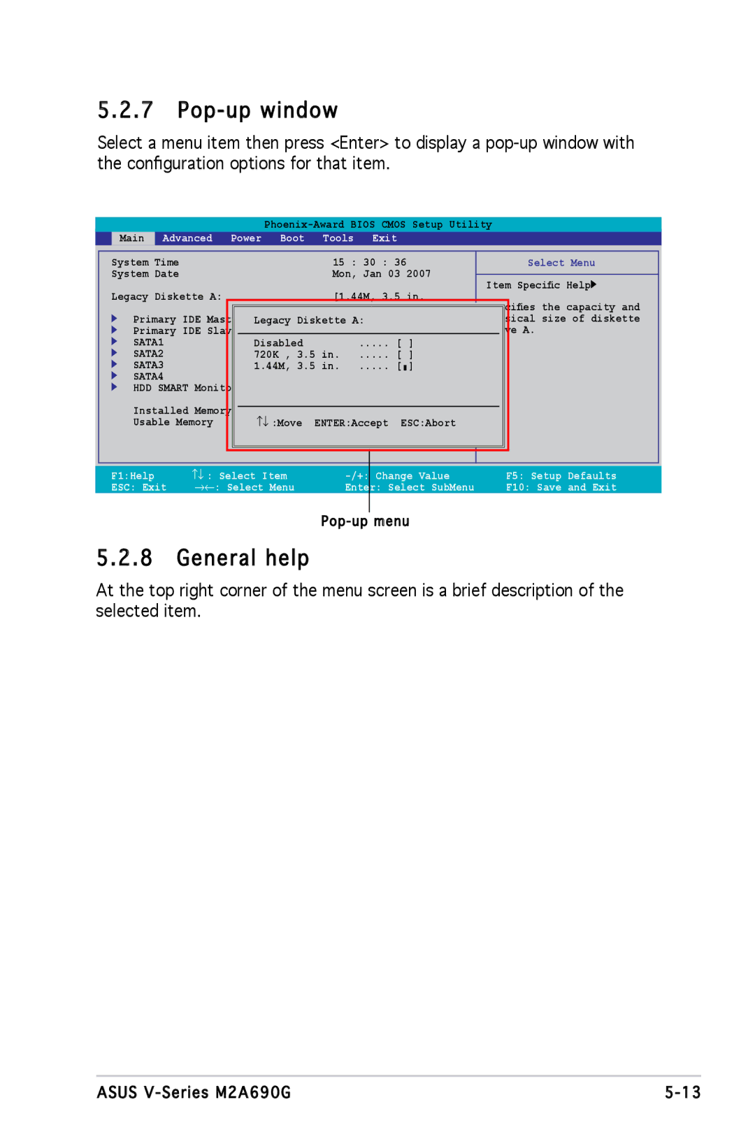 Asus M2A690G installation manual Pop-up window, General help 