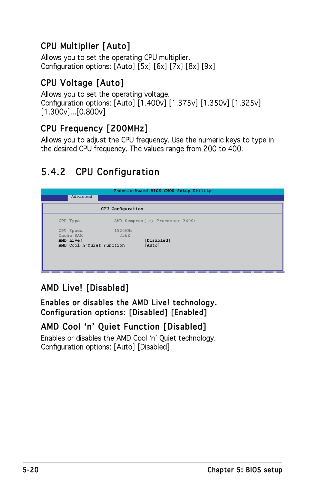 Asus M2A690G installation manual CPU Configuration 