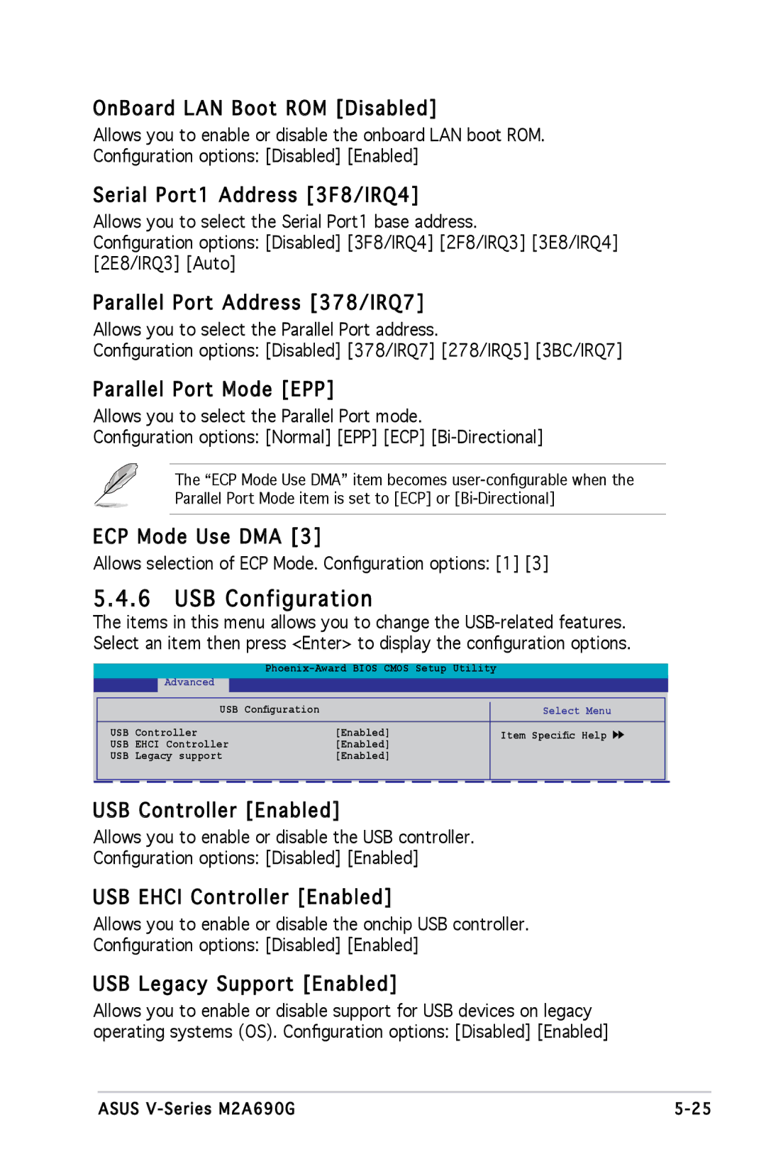 Asus M2A690G installation manual USB Configuration 