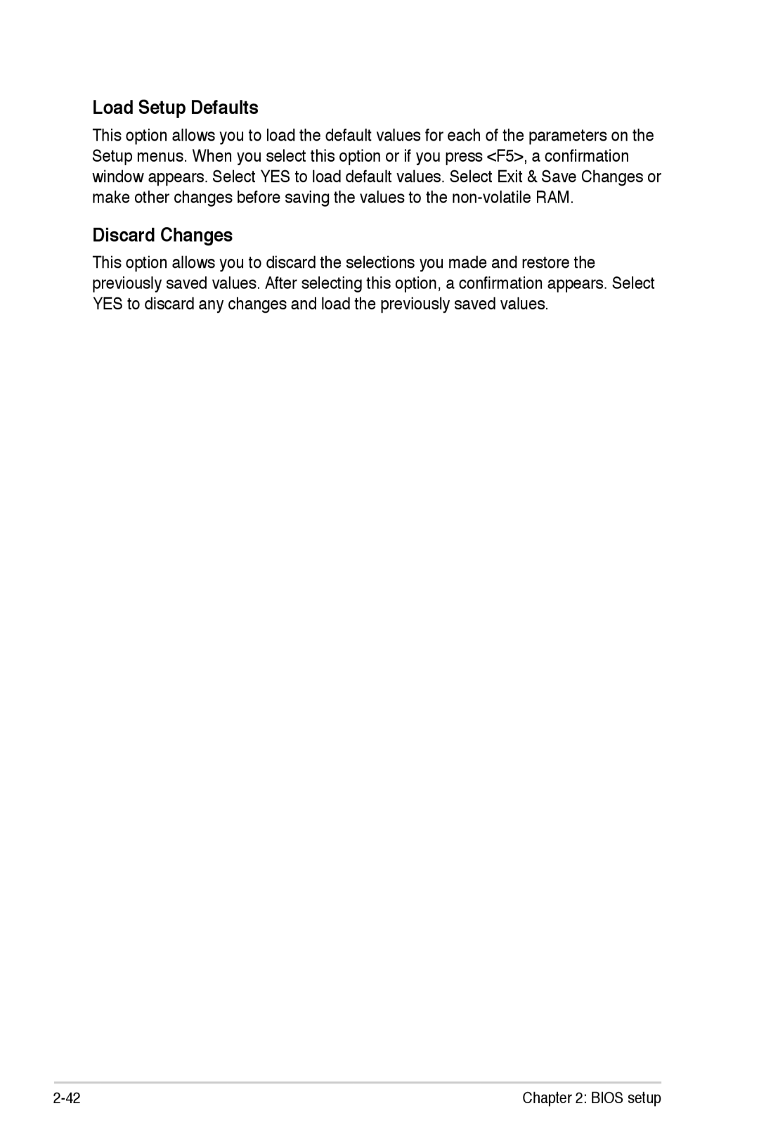 Asus M2NBP-VM CSM manual Load Setup Defaults, Discard Changes 