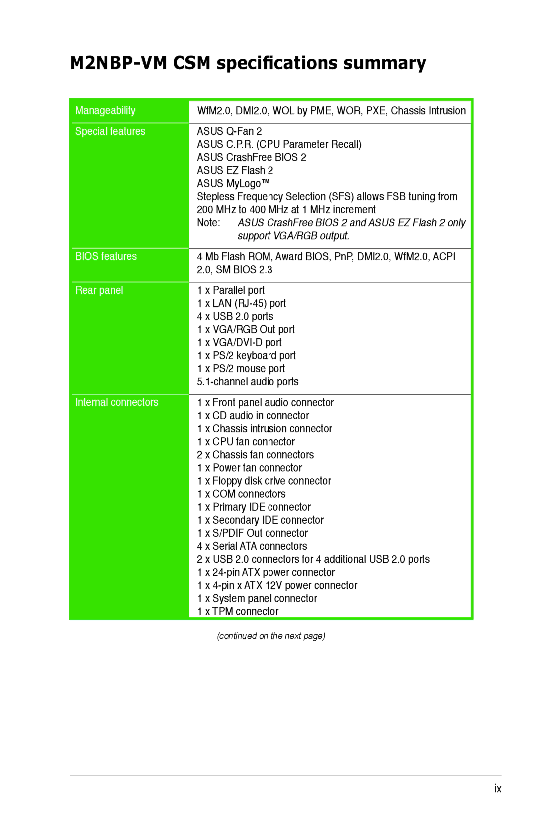 Asus M2NBP-VM CSM manual TPM connector 