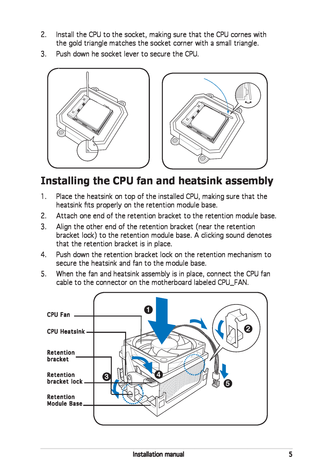 Asus M2NC61S installation manual Installing the CPU fan and heatsink assembly 