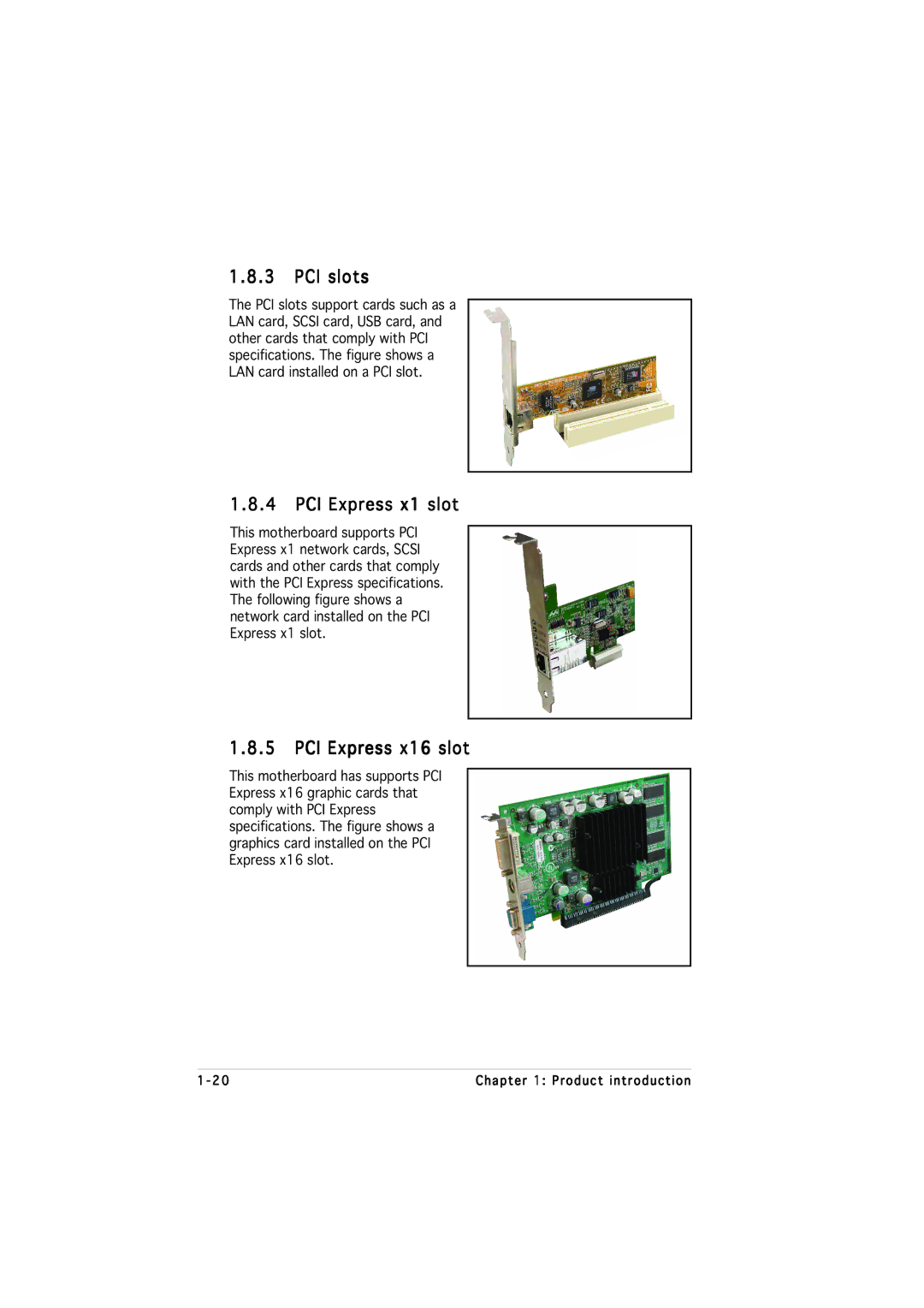 Asus M2NPV-MX manual PCI slots, PCI Express x1 slot, PCI Express x16 slot 