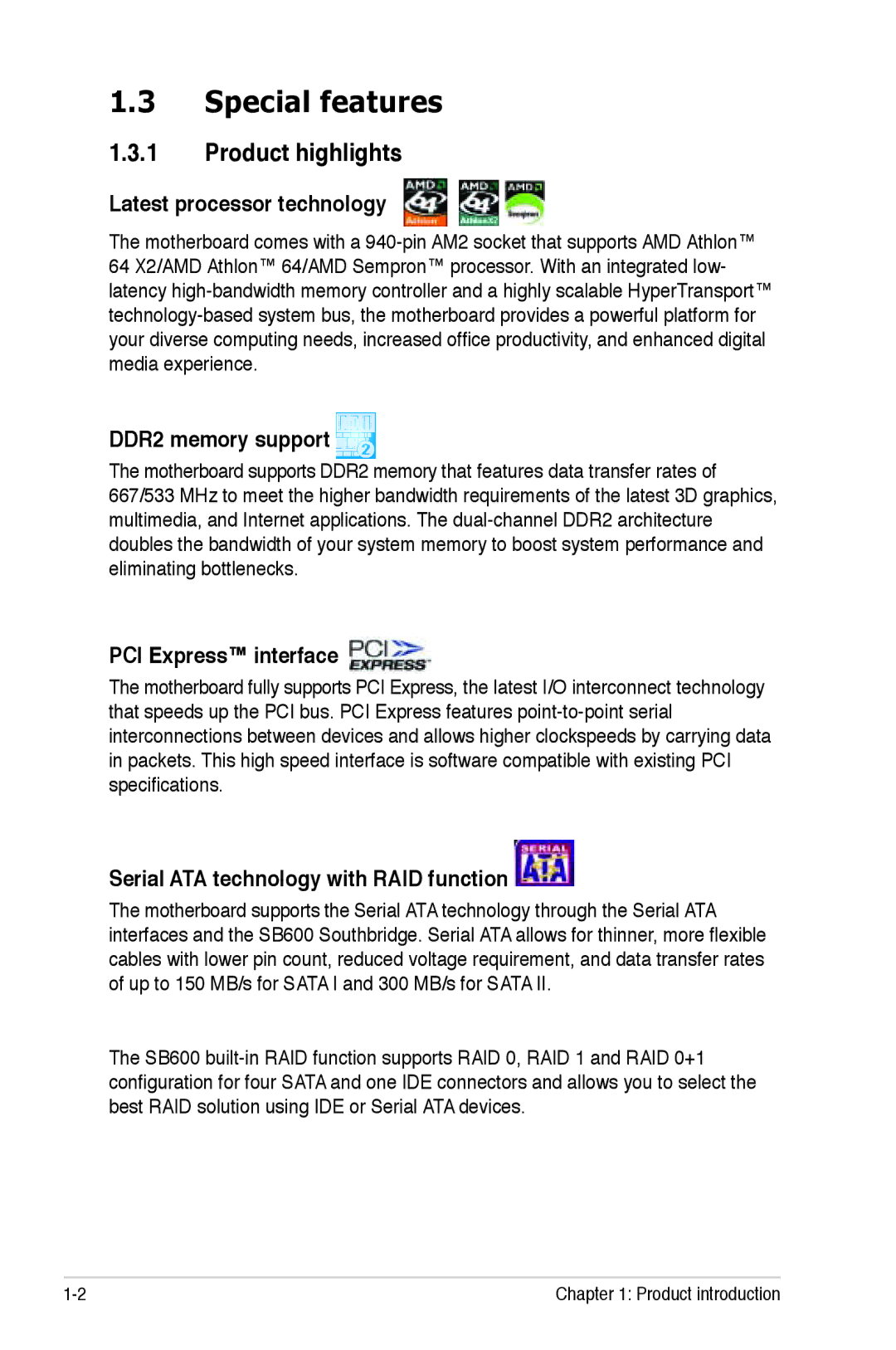 Asus M2R-FVM manual Special features, Product highlights 