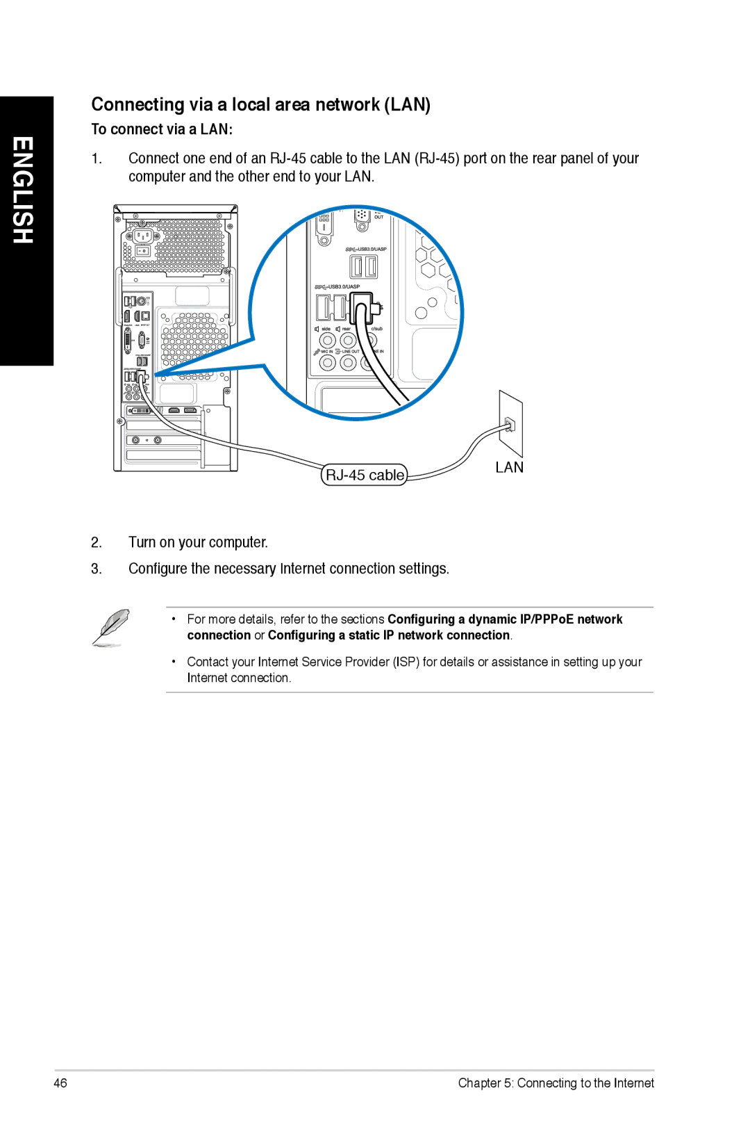 Asus M51ACUS002S, M51ACUS006S, M51BCUS005S, M51ACUS018S Connecting via a local area network LAN, To connect via a LAN 