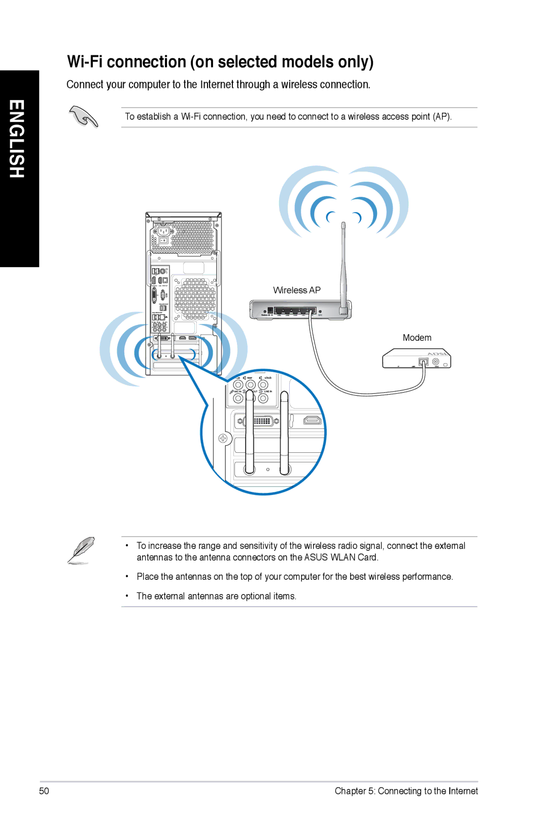 Asus M51AC-US004S, M51ACUS006S, M51ACUS002S, M51BCUS005S, M51ACUS018S, M51ACUS005S Wi-Fi connection on selected models only 