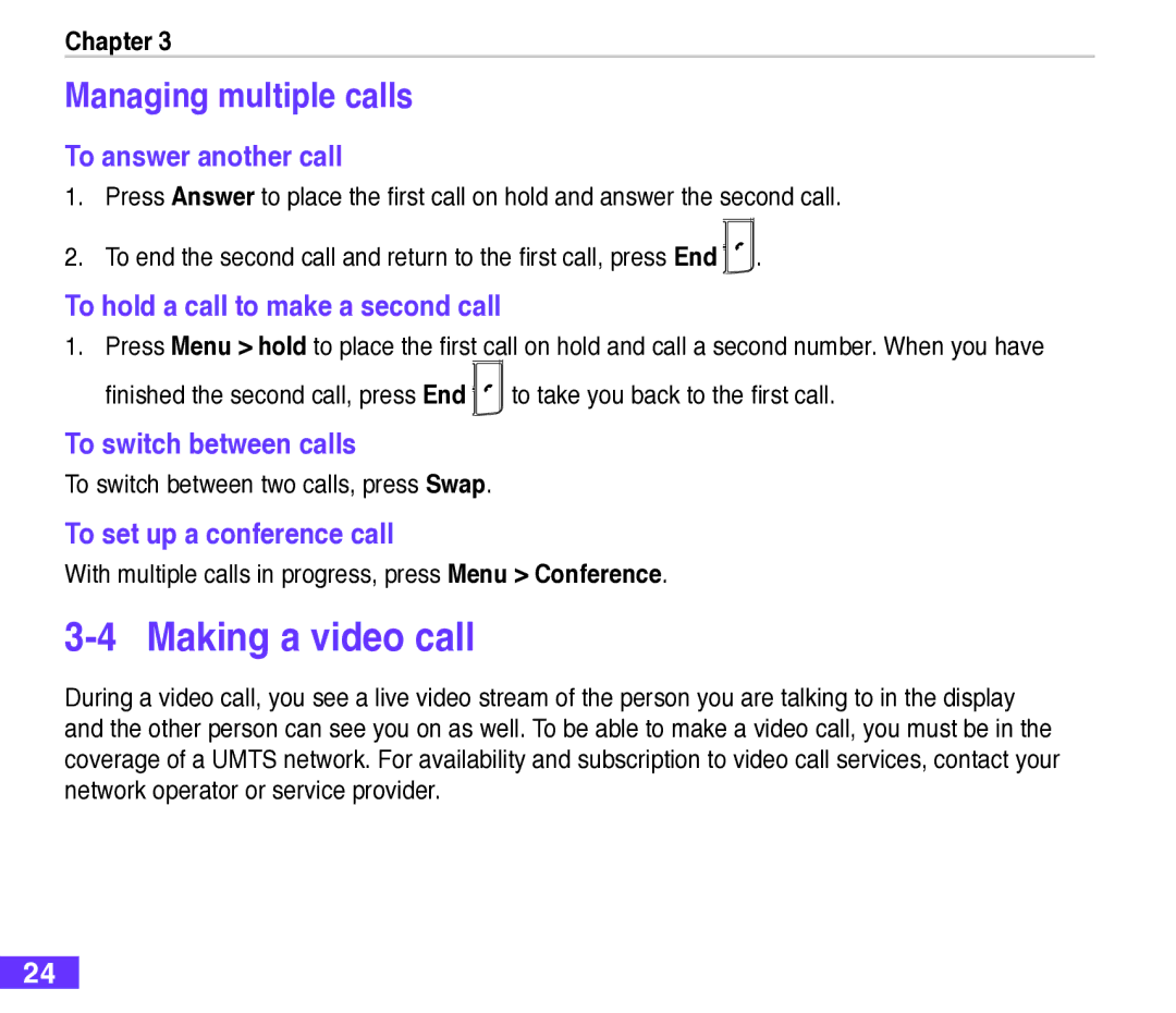 Asus M530w user manual Making a video call, Managing multiple calls 