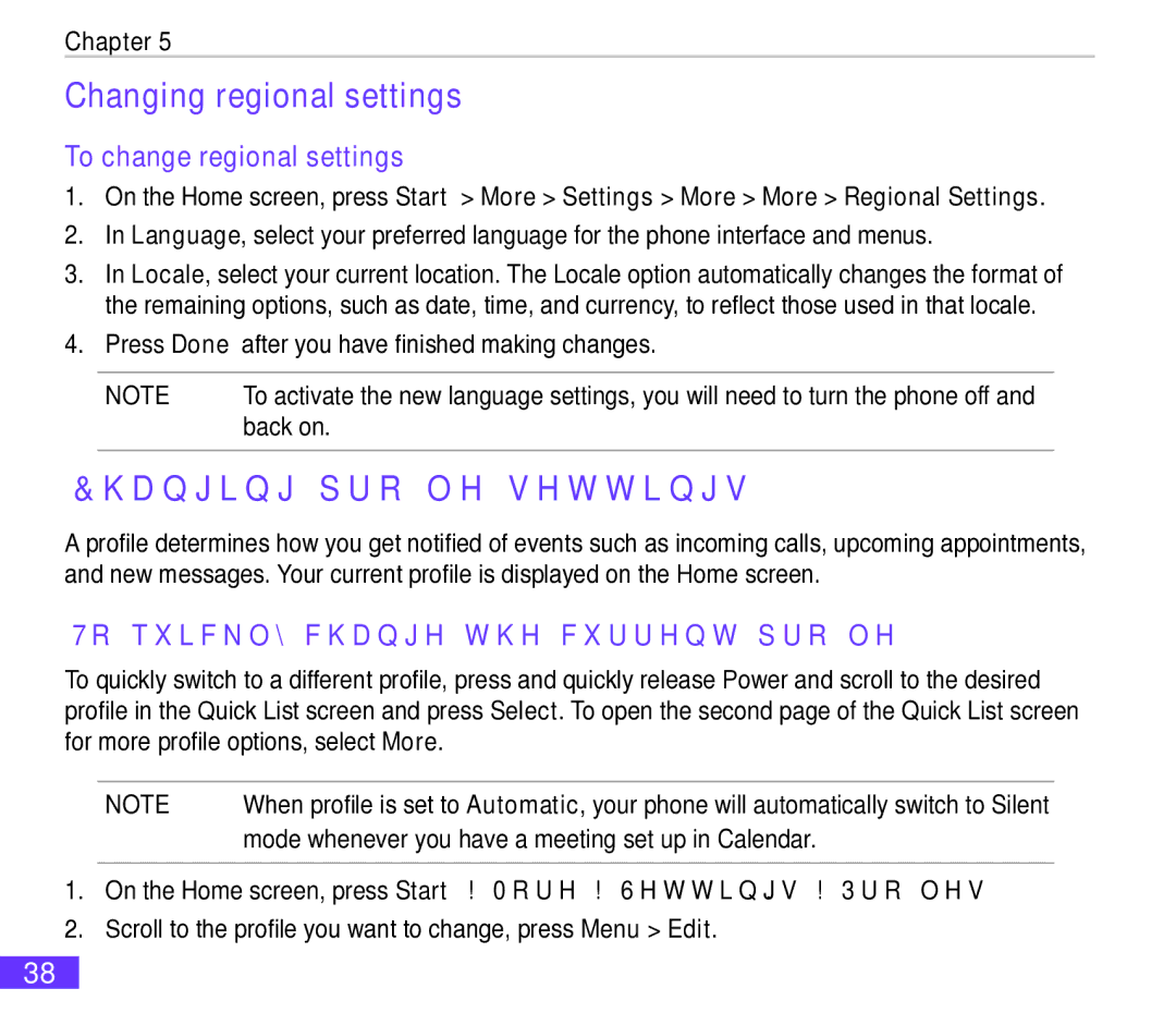 Asus M530w user manual Changing regional settings, Changing profile settings, To change regional settings 