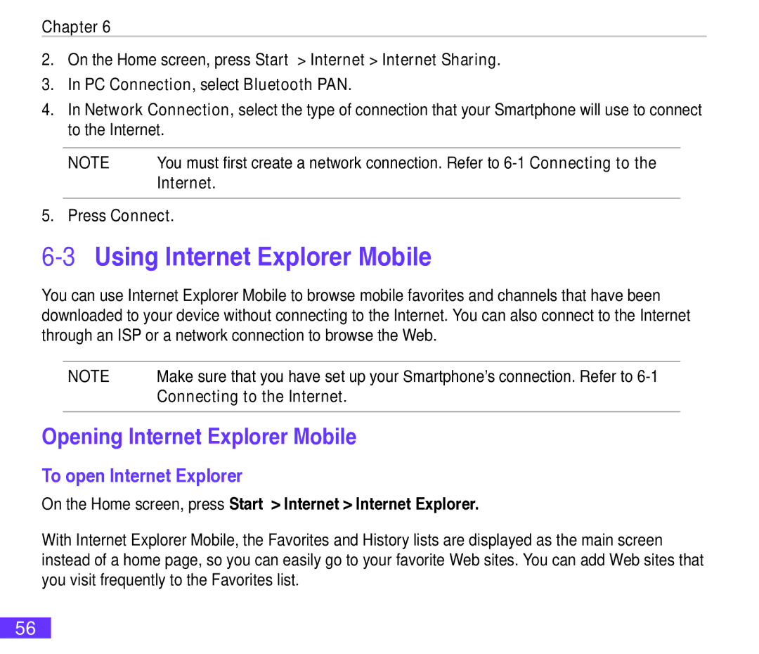 Asus M530w user manual Using Internet Explorer Mobile, Opening Internet Explorer Mobile, To open Internet Explorer 