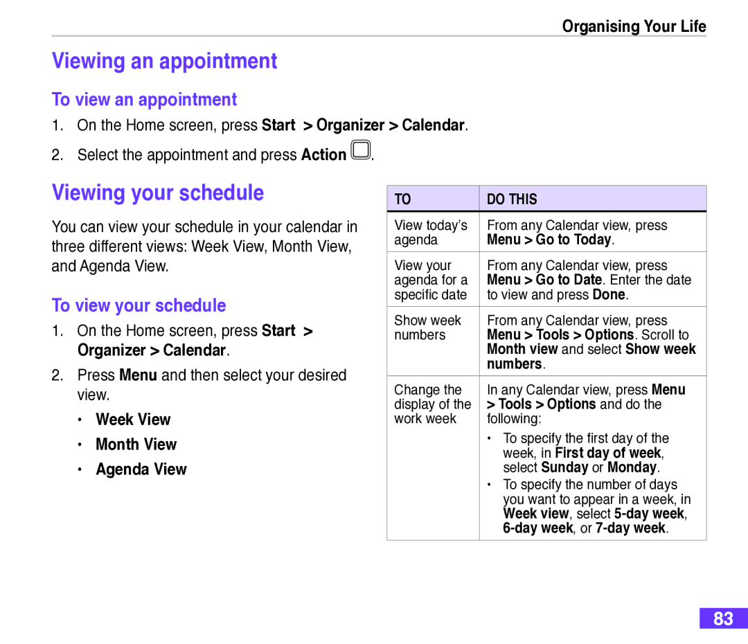 Asus M530w user manual Viewing an appointment, Viewing your schedule, To view an appointment, To view your schedule 