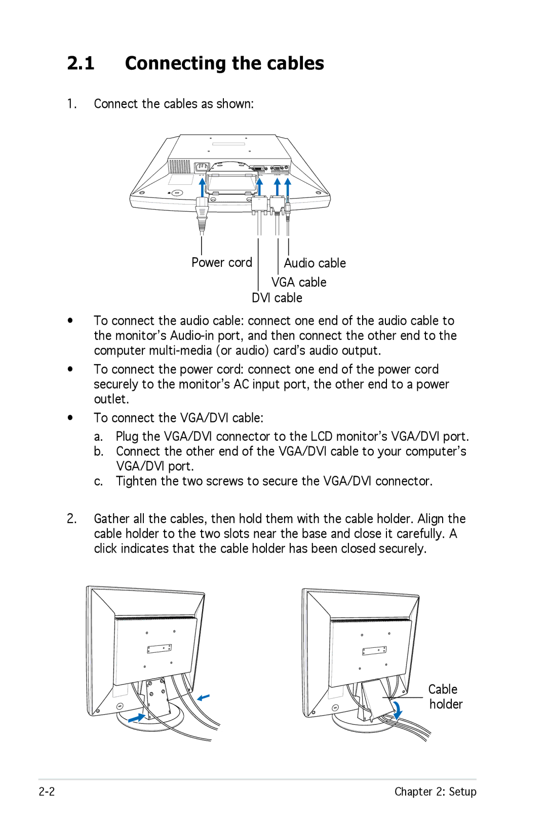 Asus MB17, MB19 manual Connecting the cables 