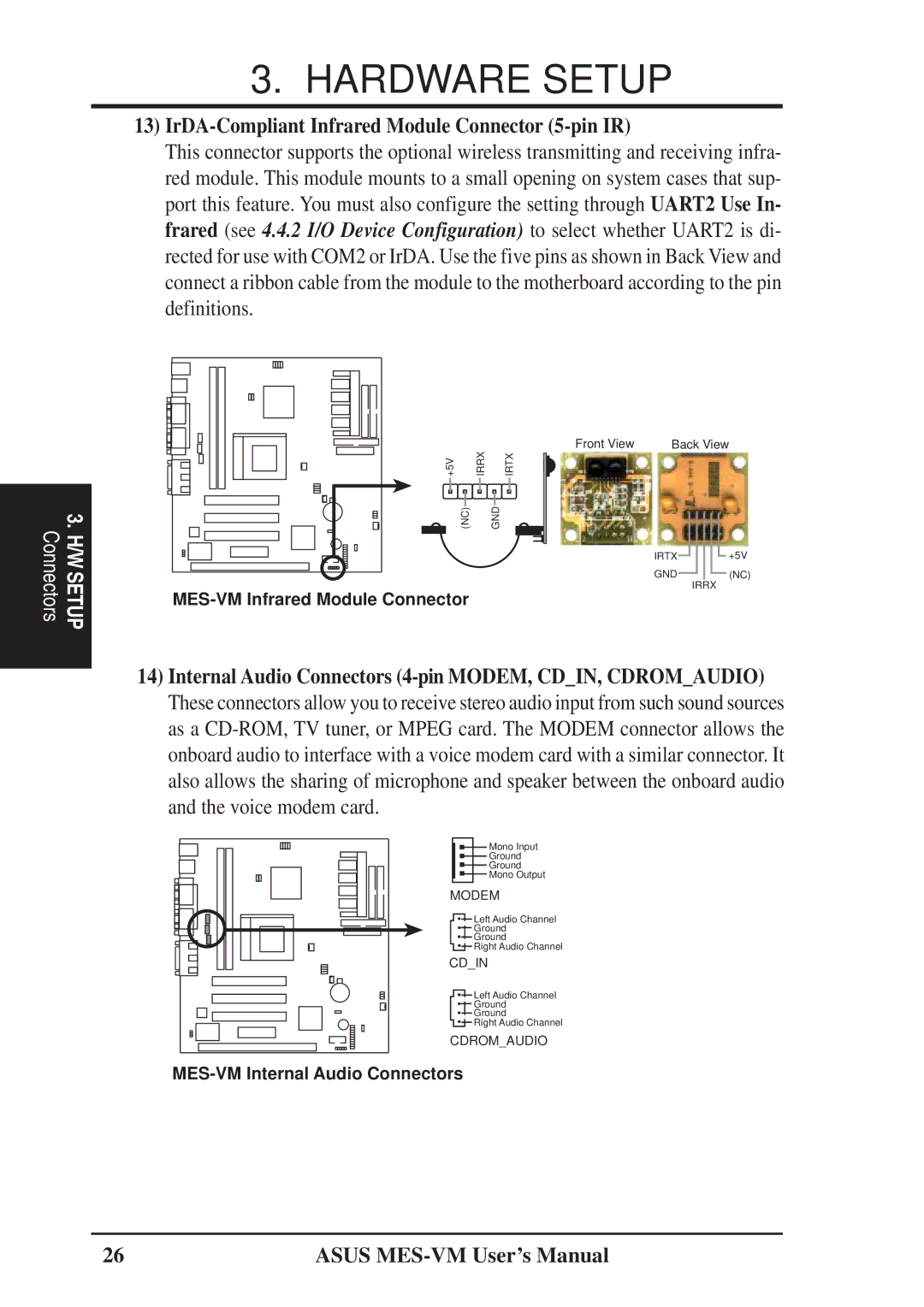 Asus MES-VM user manual IrDA-Compliant Infrared Module Connector 5-pin IR 